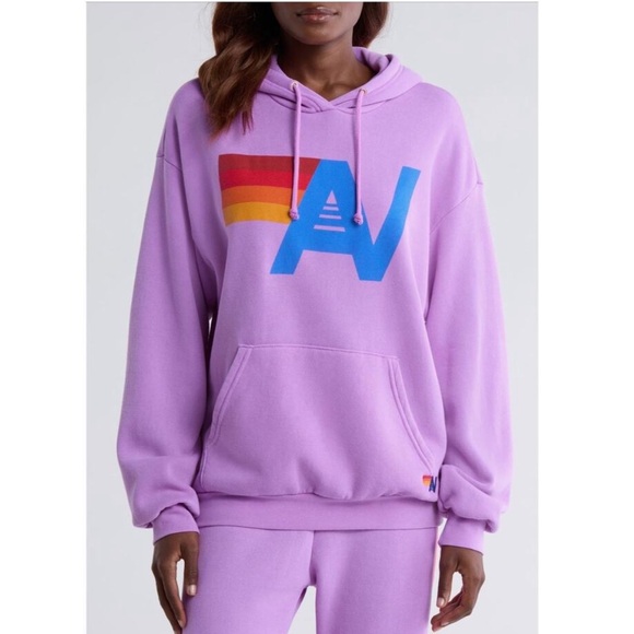 Aviator Nation Sweaters - Aviator Nation Logo Hoodie in Neon Purple XL
